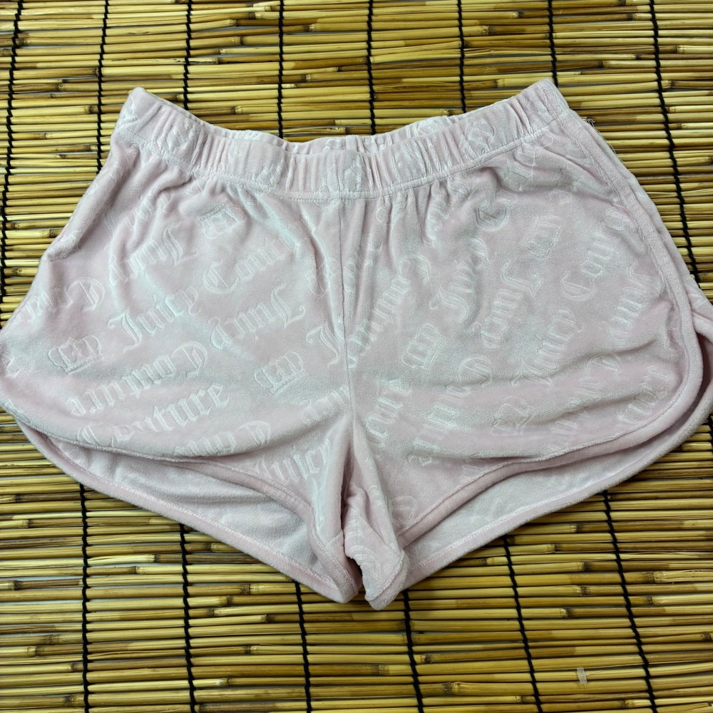 Juicy Couture Pink Velour Logo Embossed Sleep Short Womens Medium Pajama Bottoms